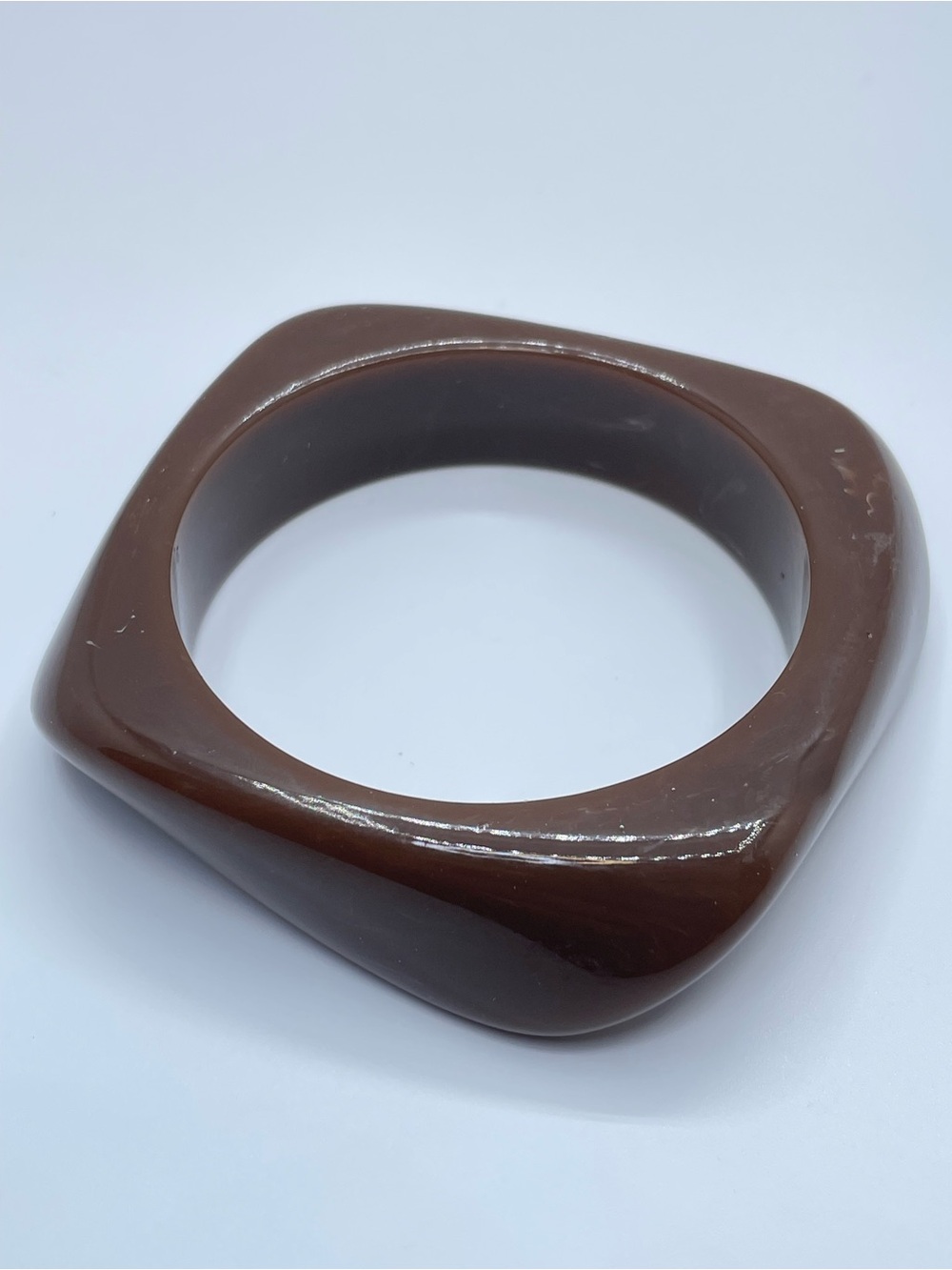 Brown Chunky Acrylic Bangle Bracelet Modern Minimalist Statement